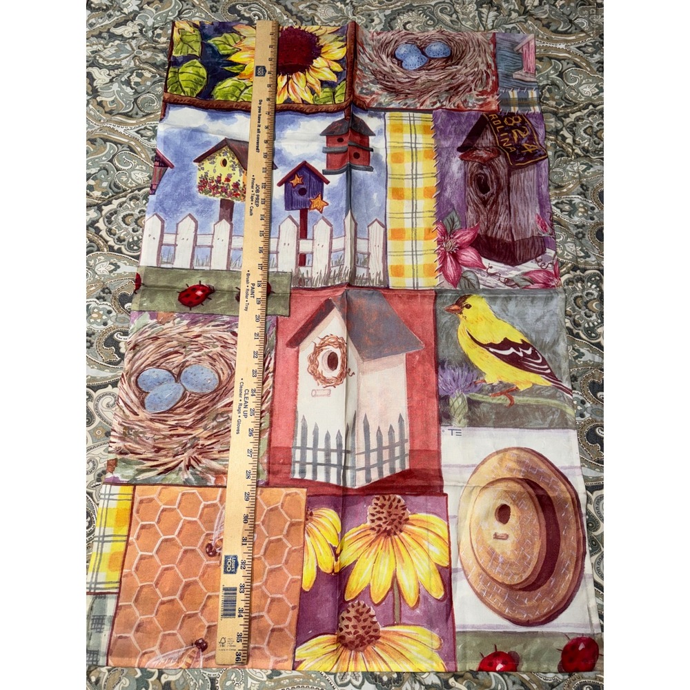 Spring Summer Garden Flag Birdhouse Sunflower Bird Nest 18x36‎ Banner